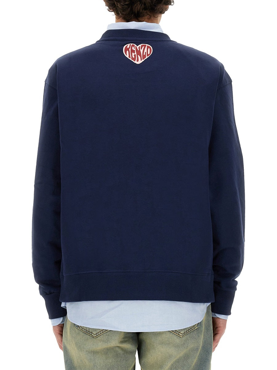 Sweatshirt With Logo Blue Cotton Sweatshirts