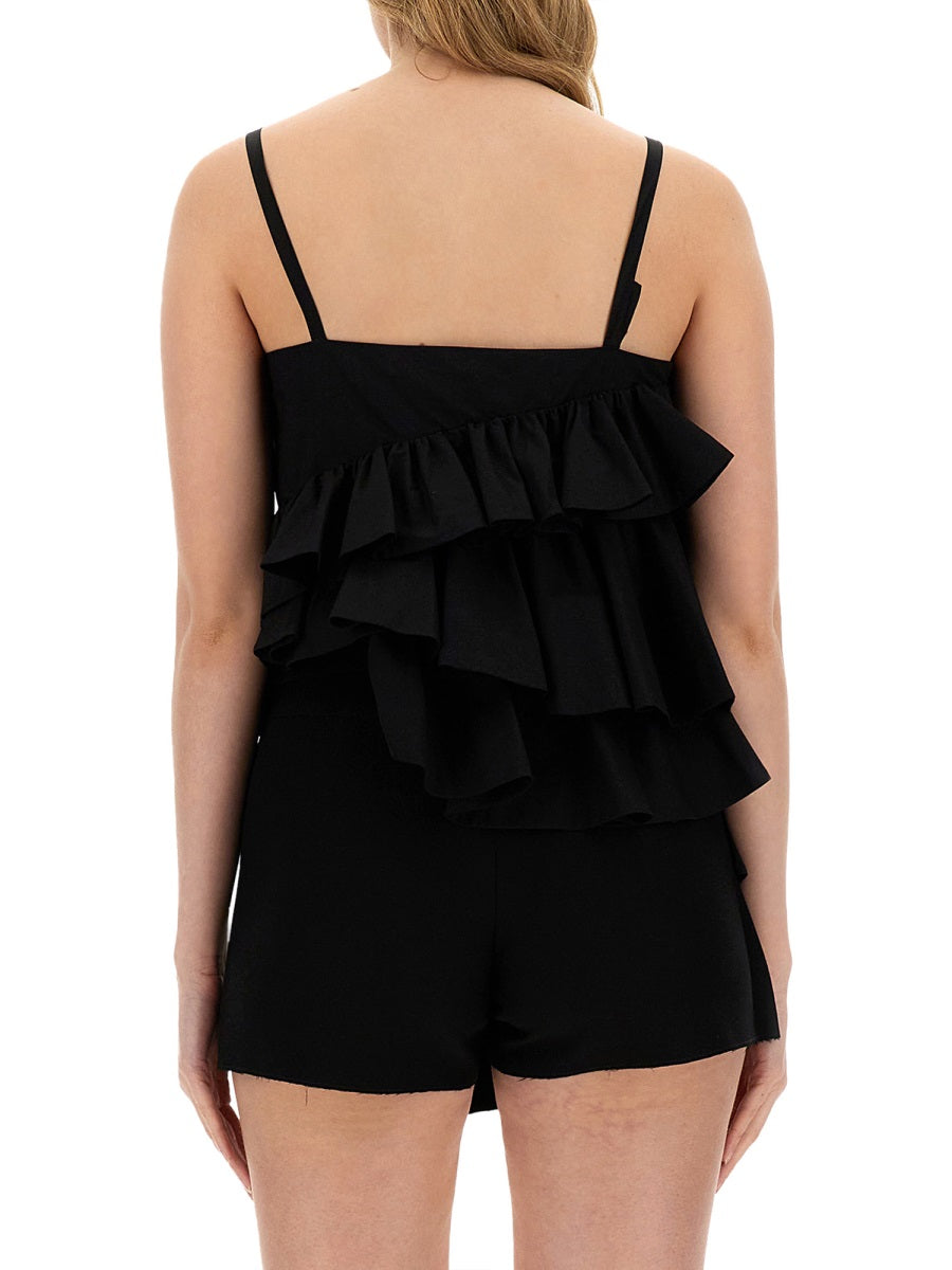 Tops With Ruches Black Cotton