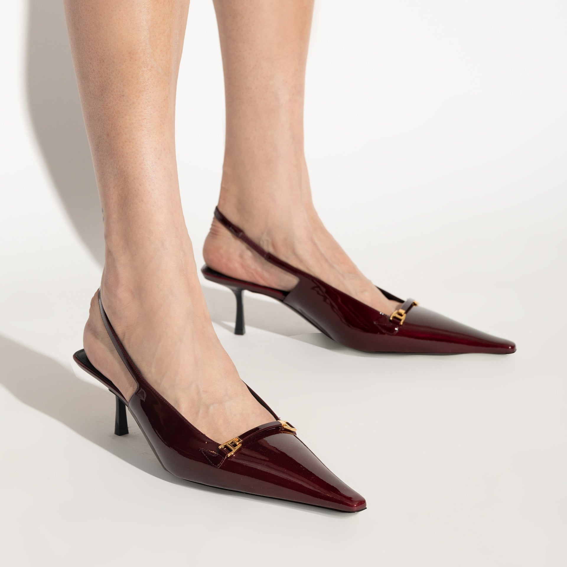 Carine Leather Slingback Pumps Burgundy Calf