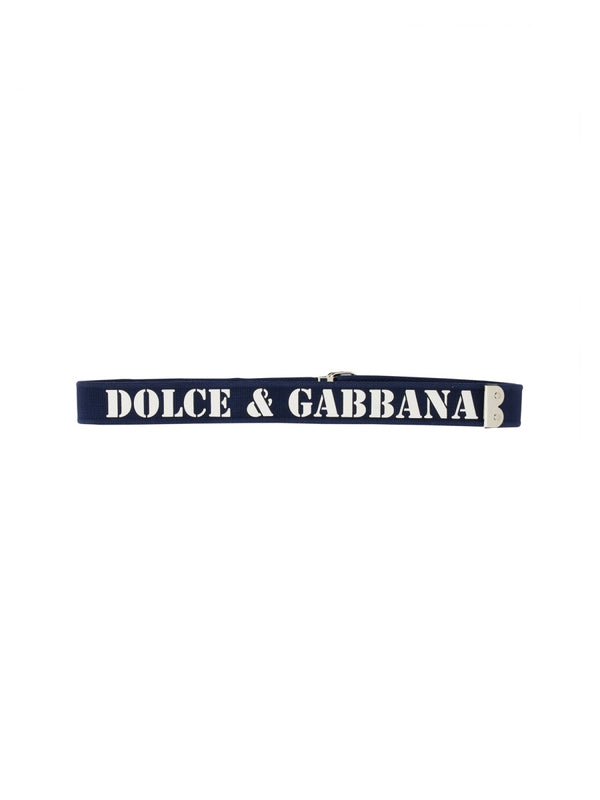Belt With Logo Blue Polyester