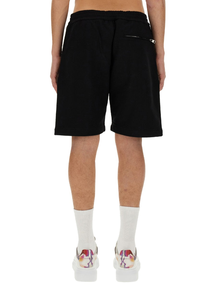 Bermuda With Logo Black Cotton Short