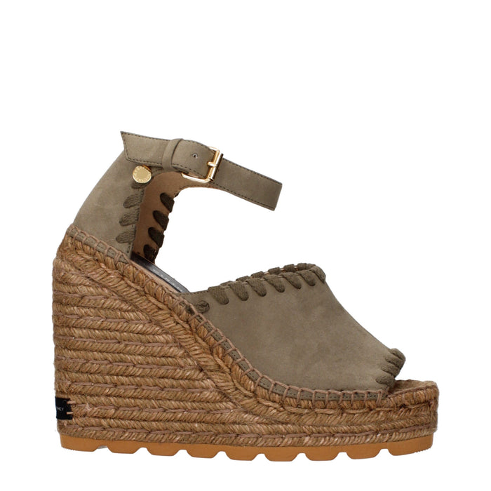 Stella McCartney Eco suede wedge sandal in green