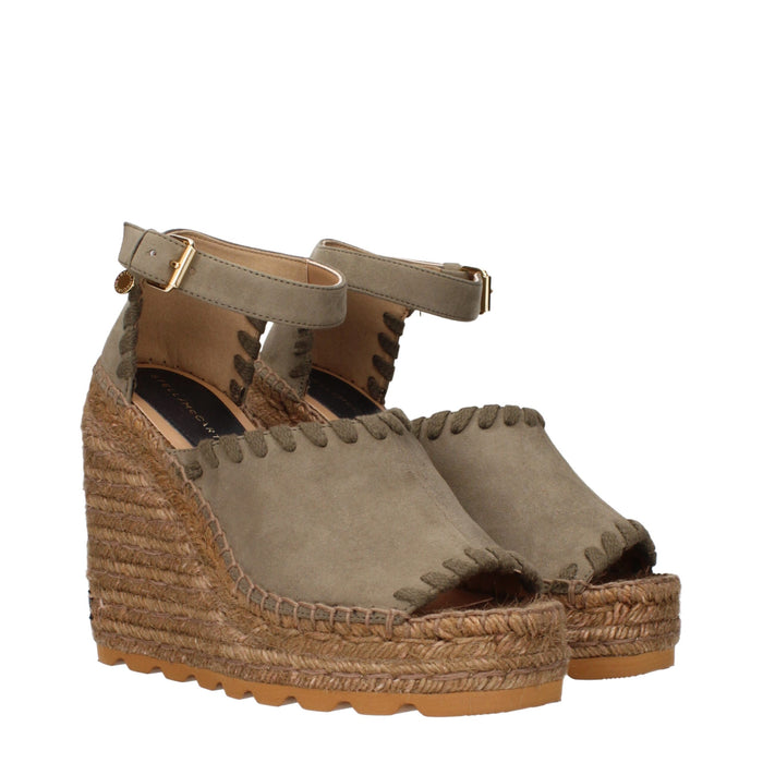 Stella McCartney Eco suede wedge sandal in green — view 2