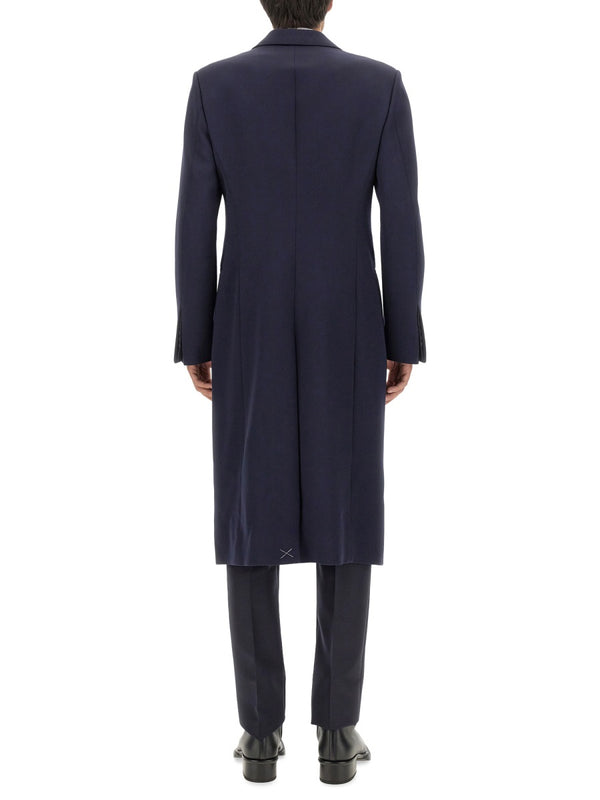 Double-Breasted Coat Blue Wool Trench & Raincoats