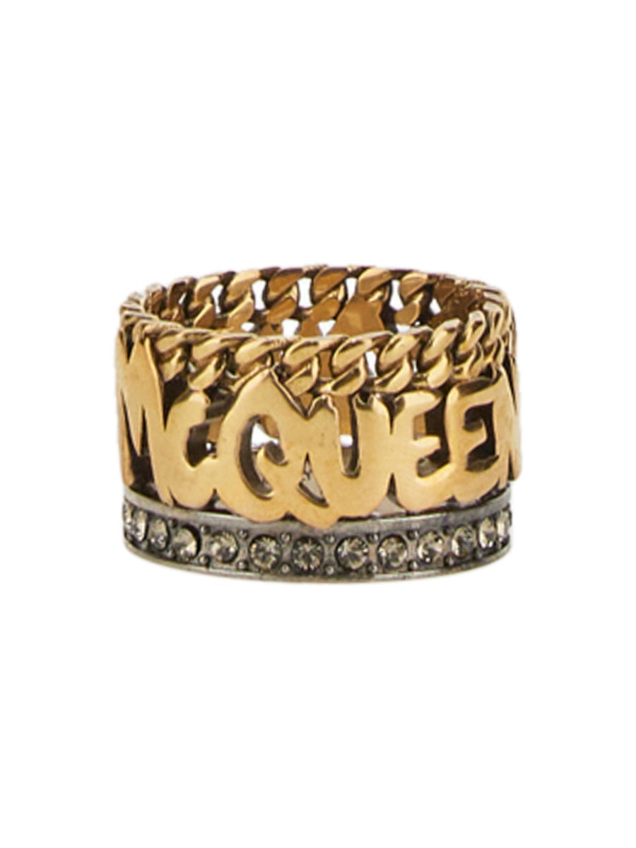 Graffiti Ring Gold Brass Rings