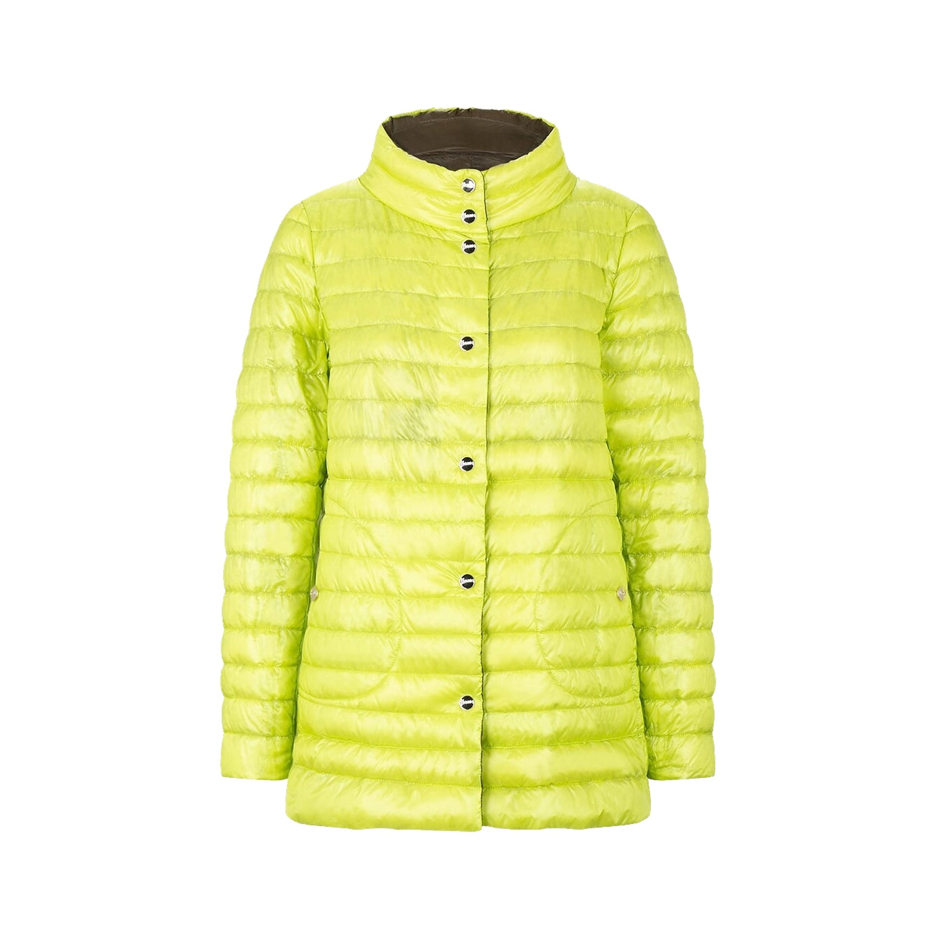 Herno Ultralight Reversible A-Line Down Coat Green Polyamide
