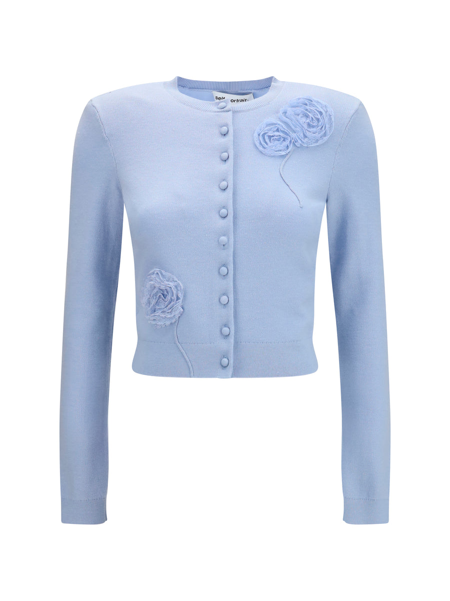 Self-Portrait 46% Polyester cardigan in blue