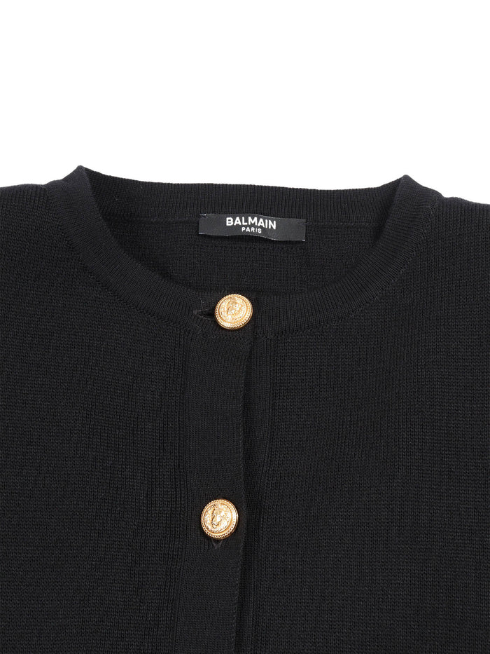 Knit Cardigan Black Wool Cotton