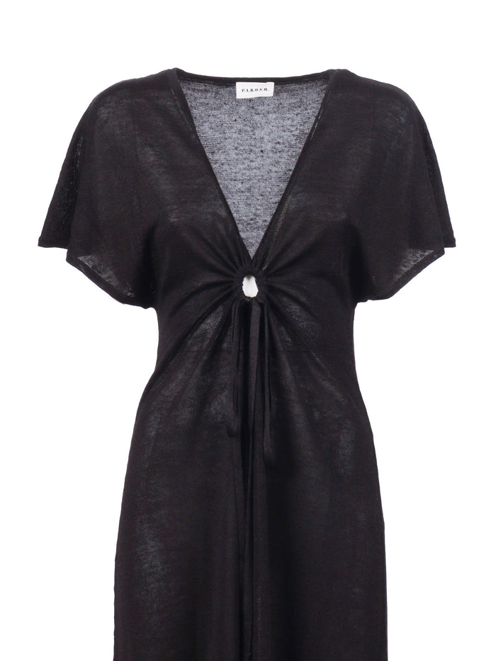 Dress Black Linen Viscose Midi