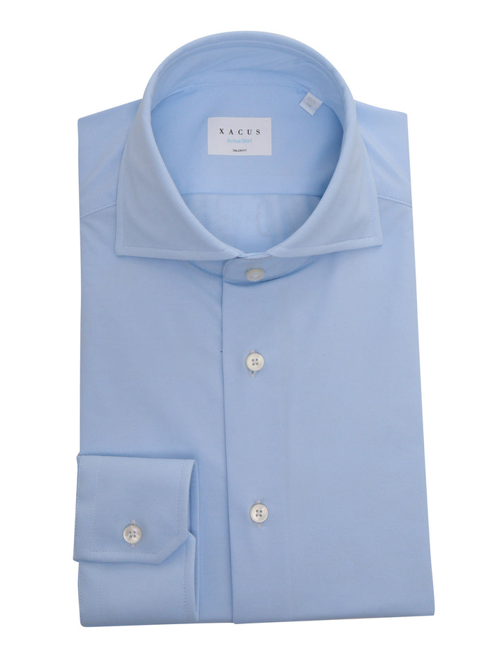 Light blue striped shirt with pocket Polyamide Elastane