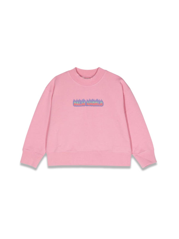 Crewneck Sweatshirt Flames Pink Cotton Sweatshirts