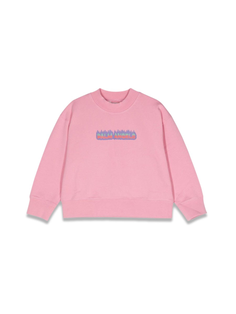 Crewneck Sweatshirt Flames Pink Cotton Sweatshirts