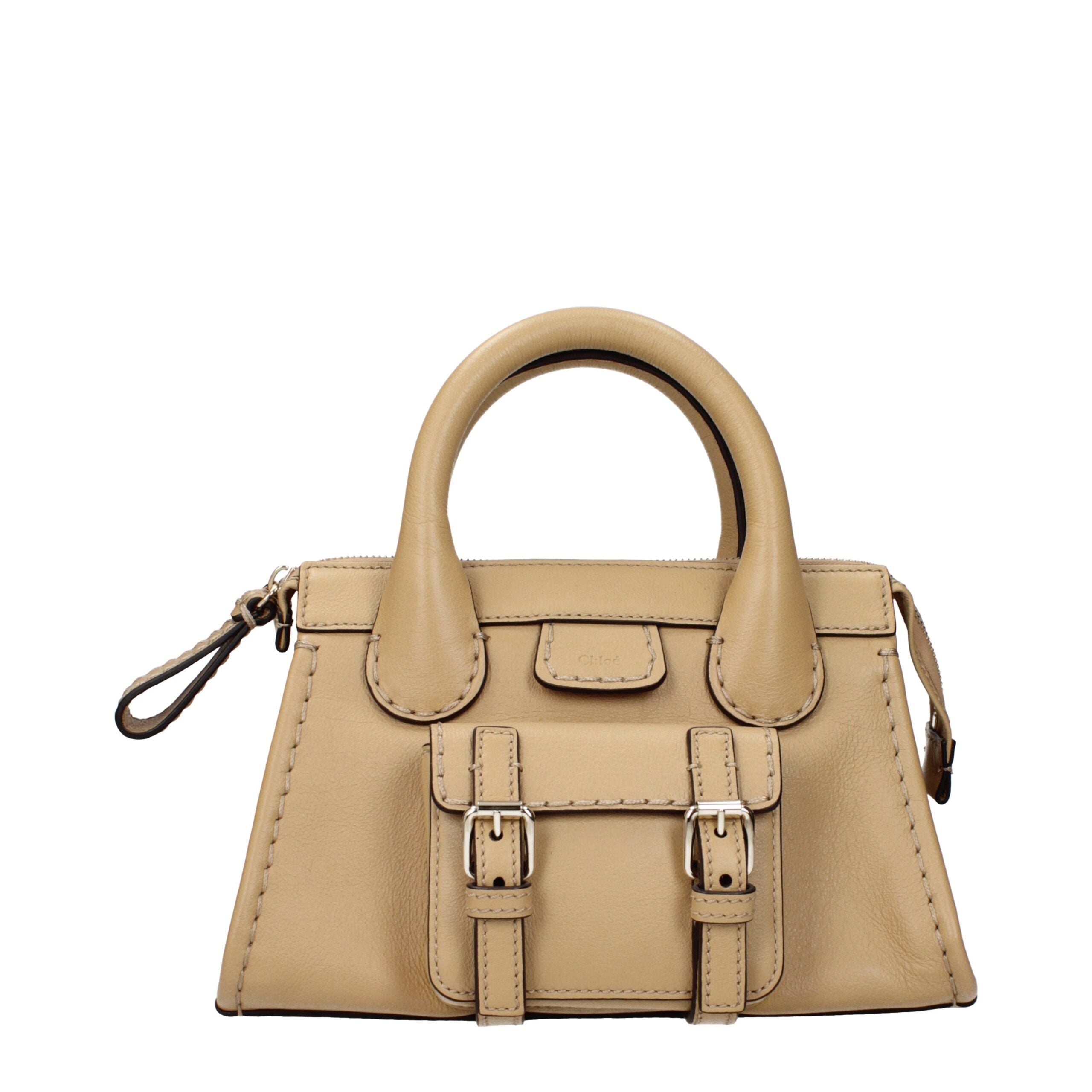 Beige Leather Handbag Bag