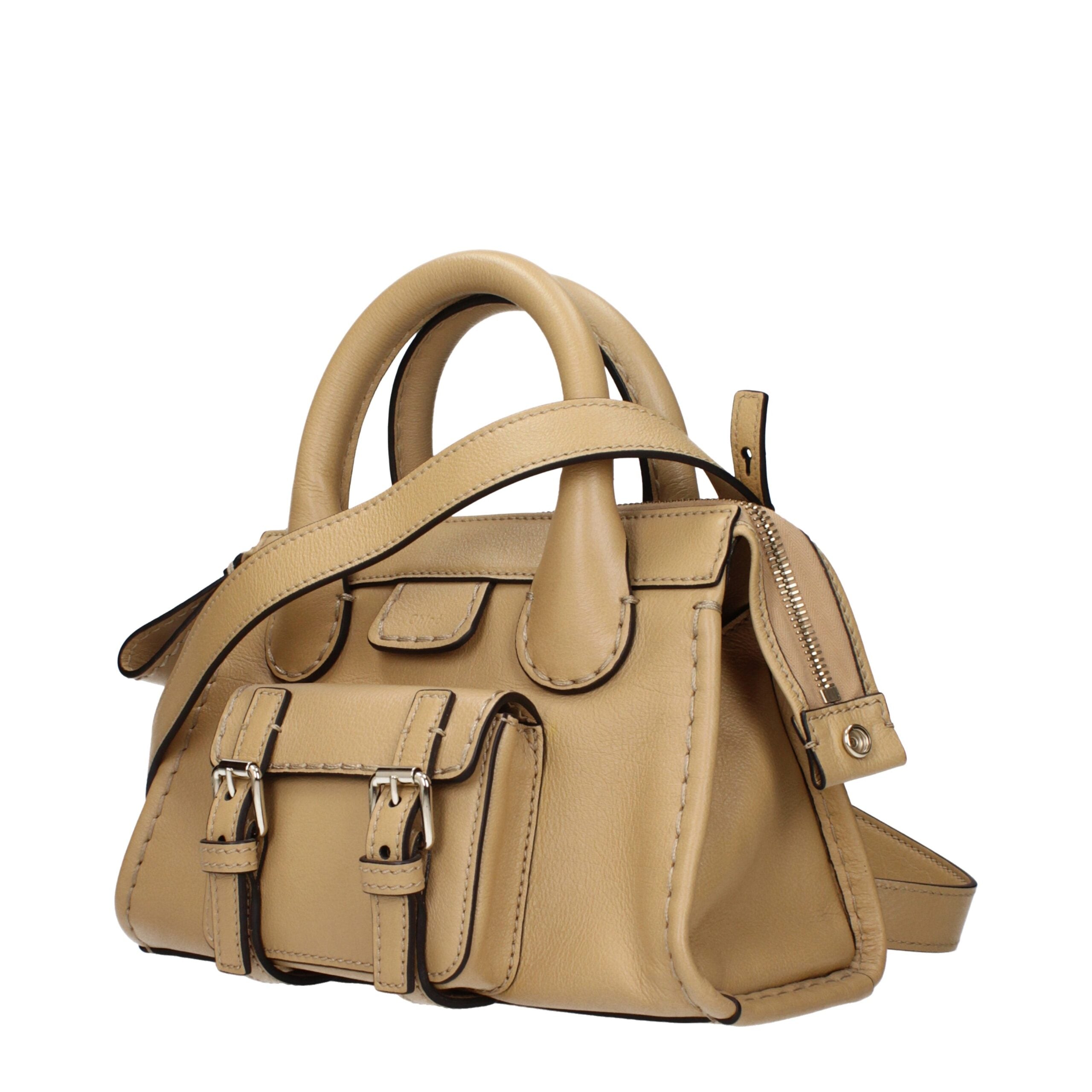 Beige Leather Handbag Bag