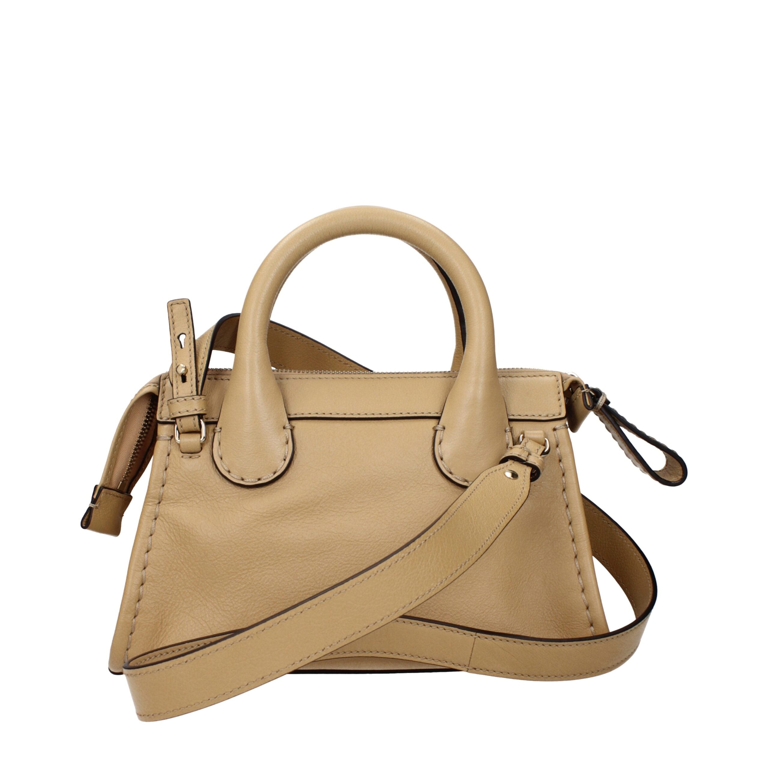 Beige Leather Handbag Bag