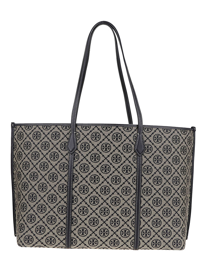 Perry T Monogram Tote Blue Cotton Borsa
