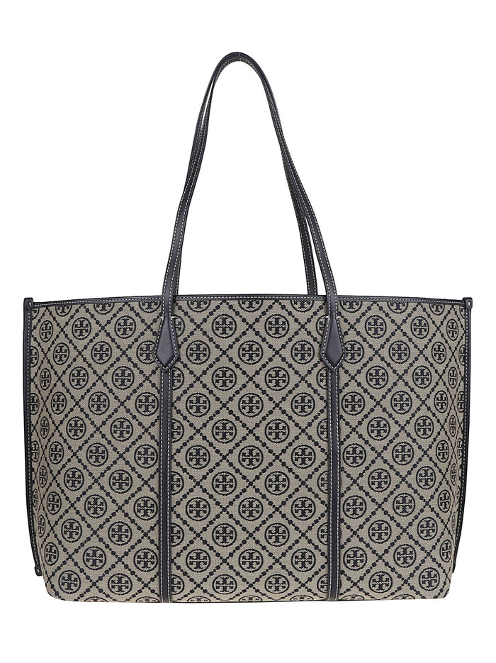 Perry T Monogram Tote Blue Cotton Borsa