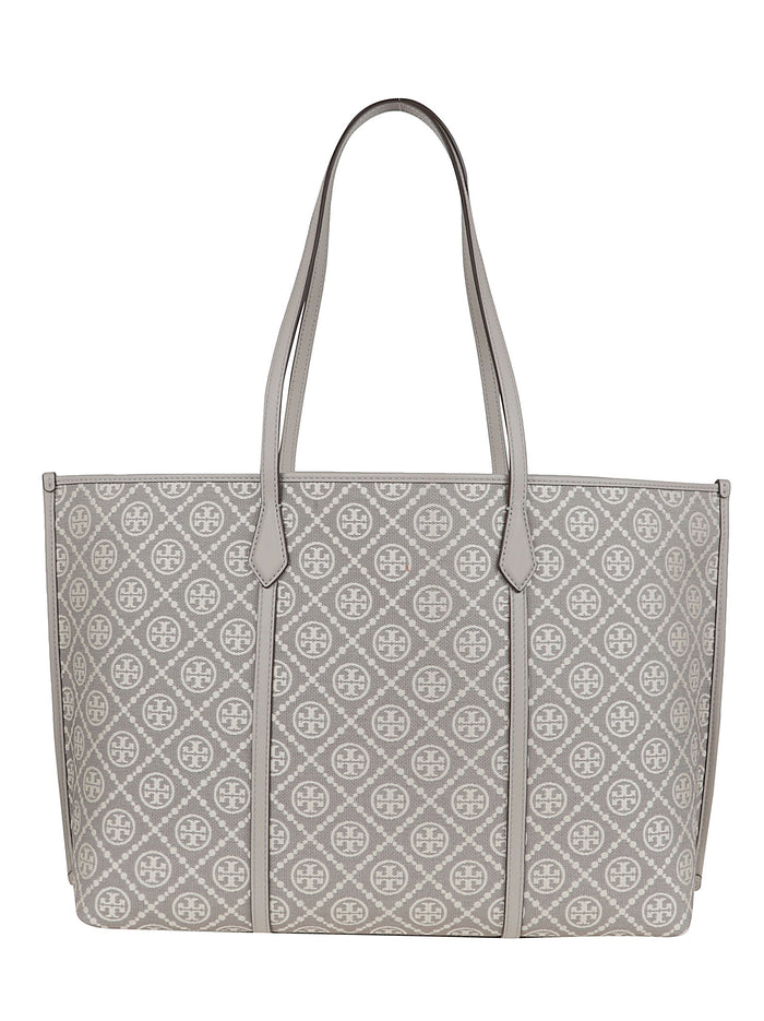 Perry T Monogram Tote Grey Cotton Borsa