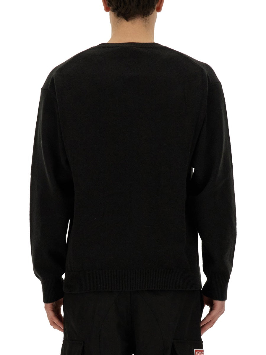 Jersey With Embroidery Boke Flower Black Wool Sweatshirts