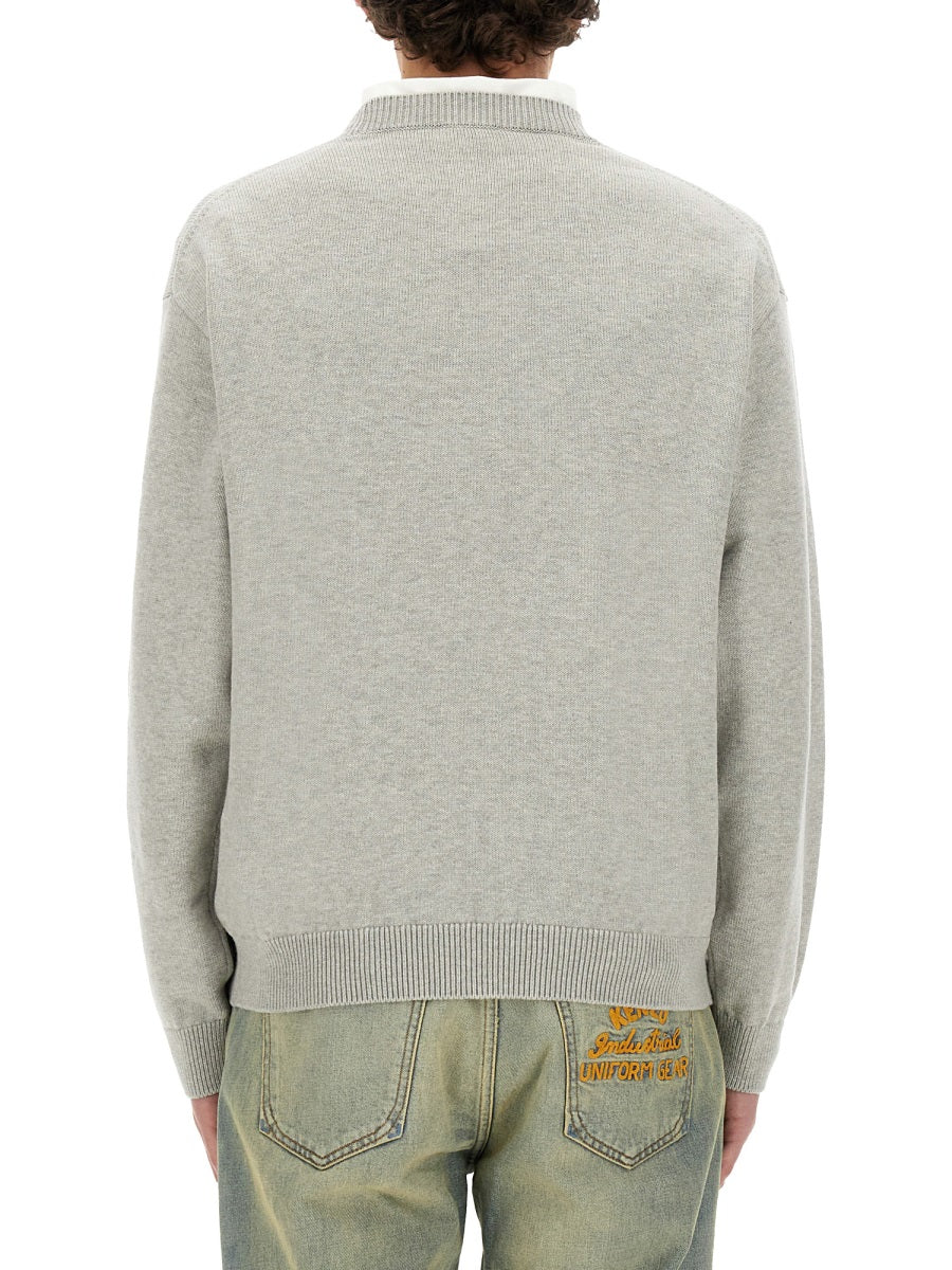 Grey Jersey With Logo Wool Jumpers