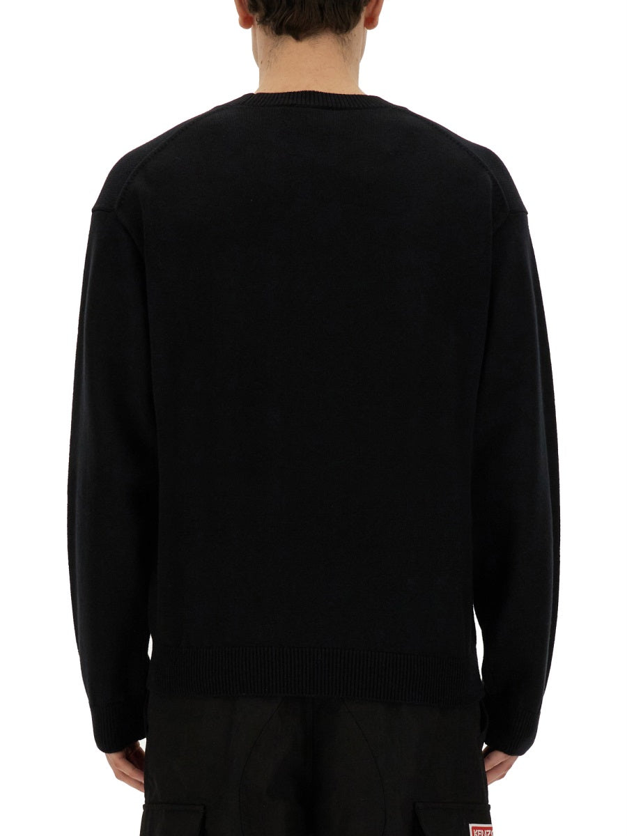 Logo Jersey Black Wool Jumpers
