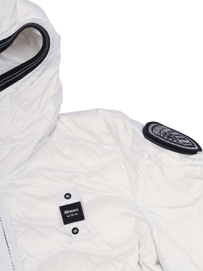 Down Jacket White Polyamide Short Puffer