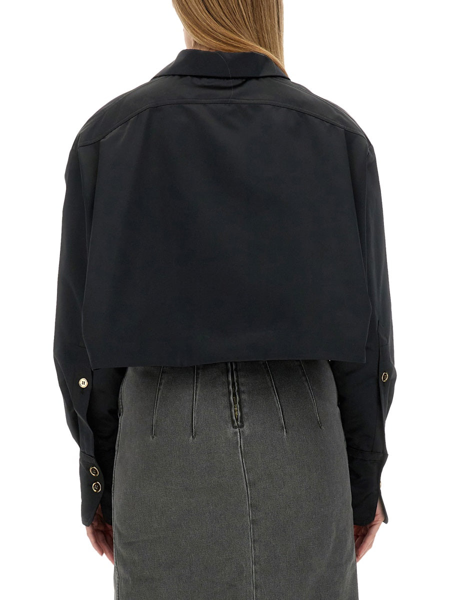 Cropped Fit Jacket Black Polyester