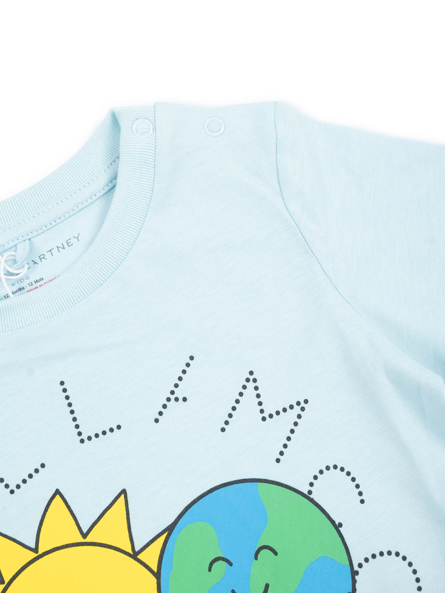 T-Shirt-Top Light Blue Cotton Short Sleeves T-shirt