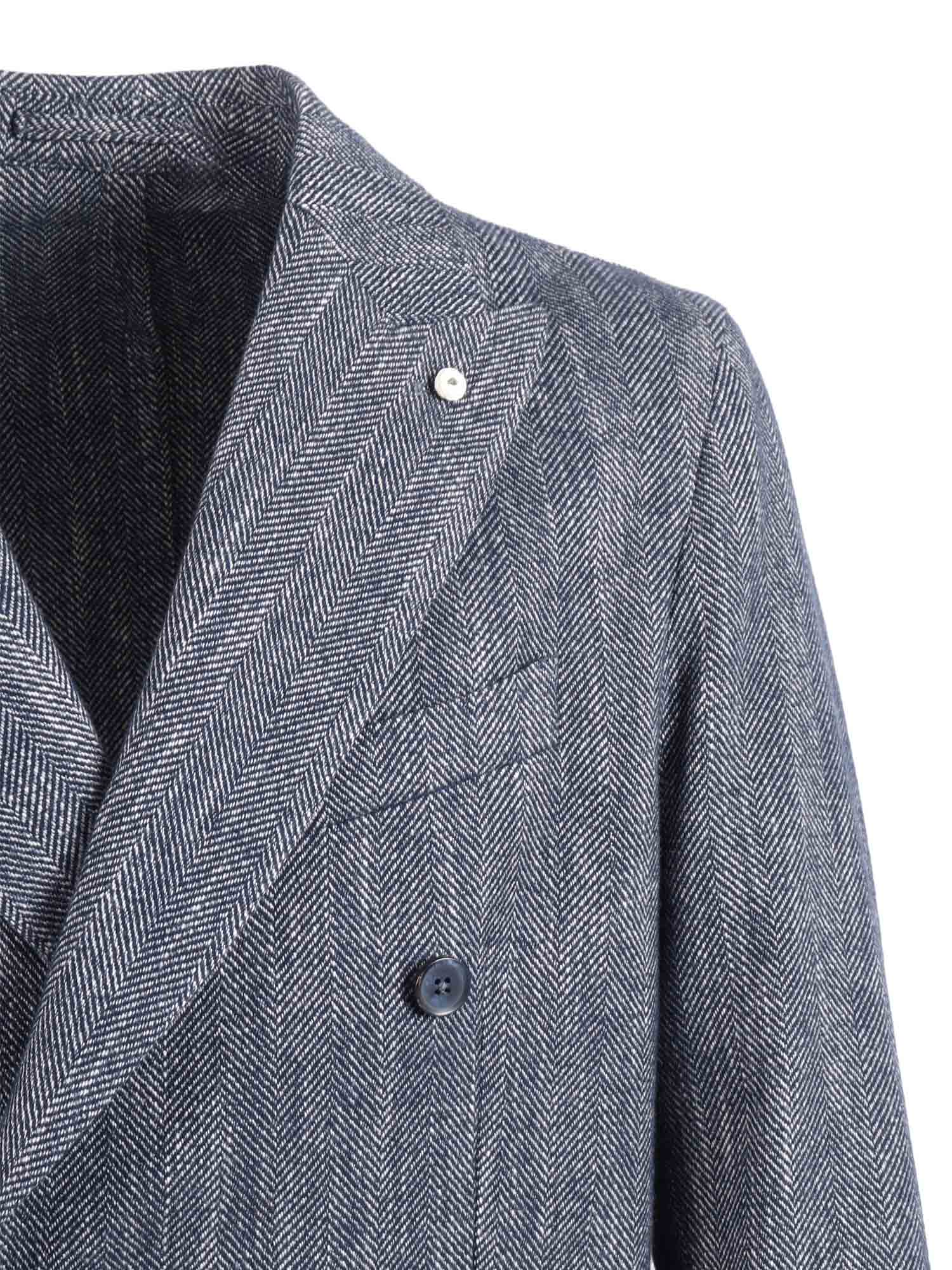 Jacket Blue Cotton Single Breasted