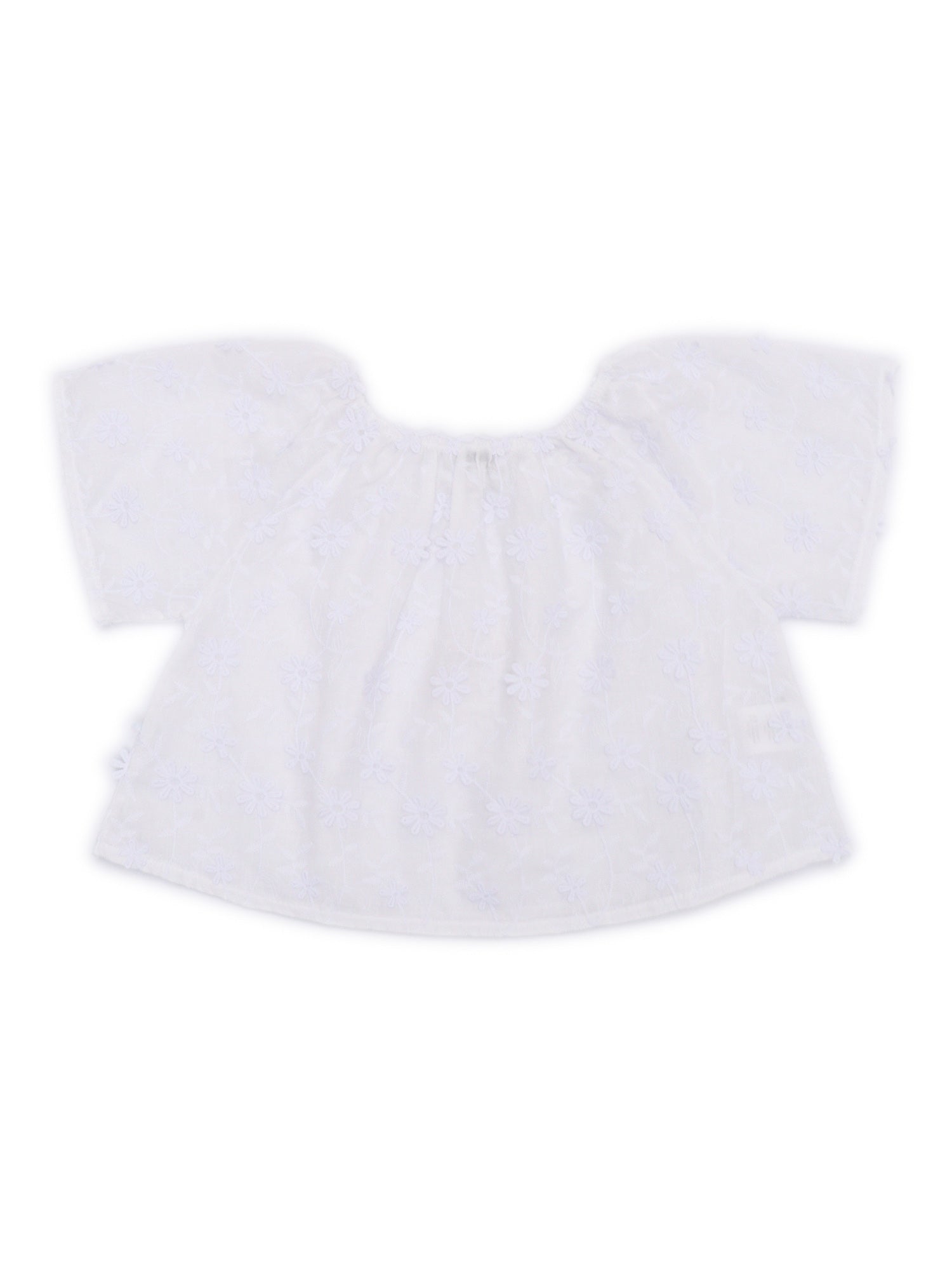 DAISIES VOILE CROPPED TOP White