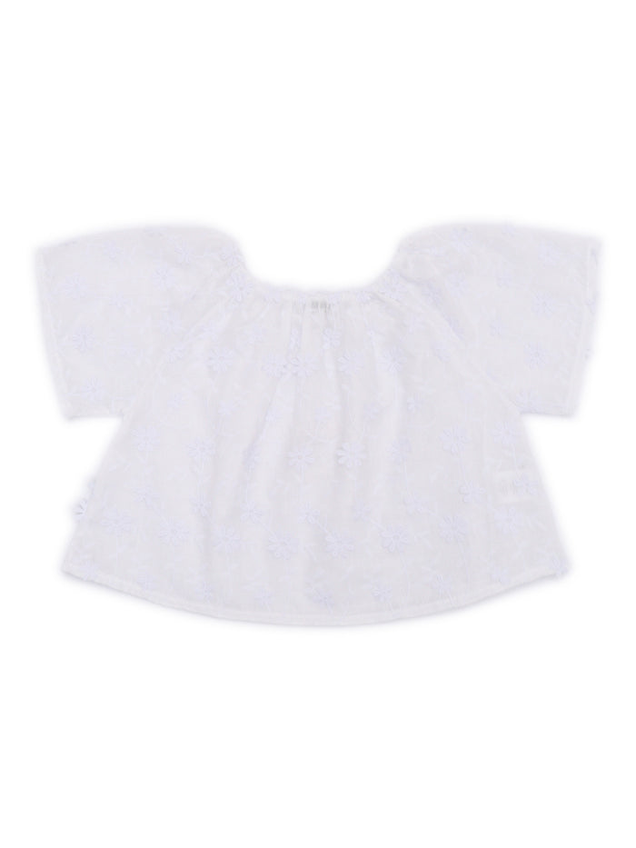 DAISIES VOILE CROPPED TOP White