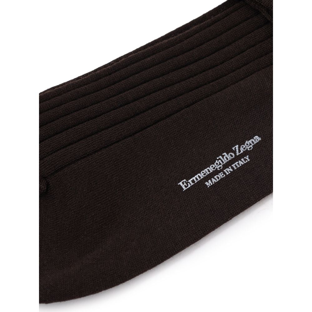 Zegna 75% merino wool socks in brown — view 2