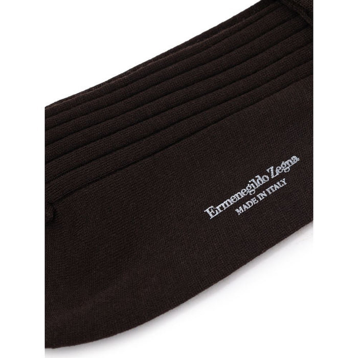 Zegna 75% merino wool socks in brown — view 2