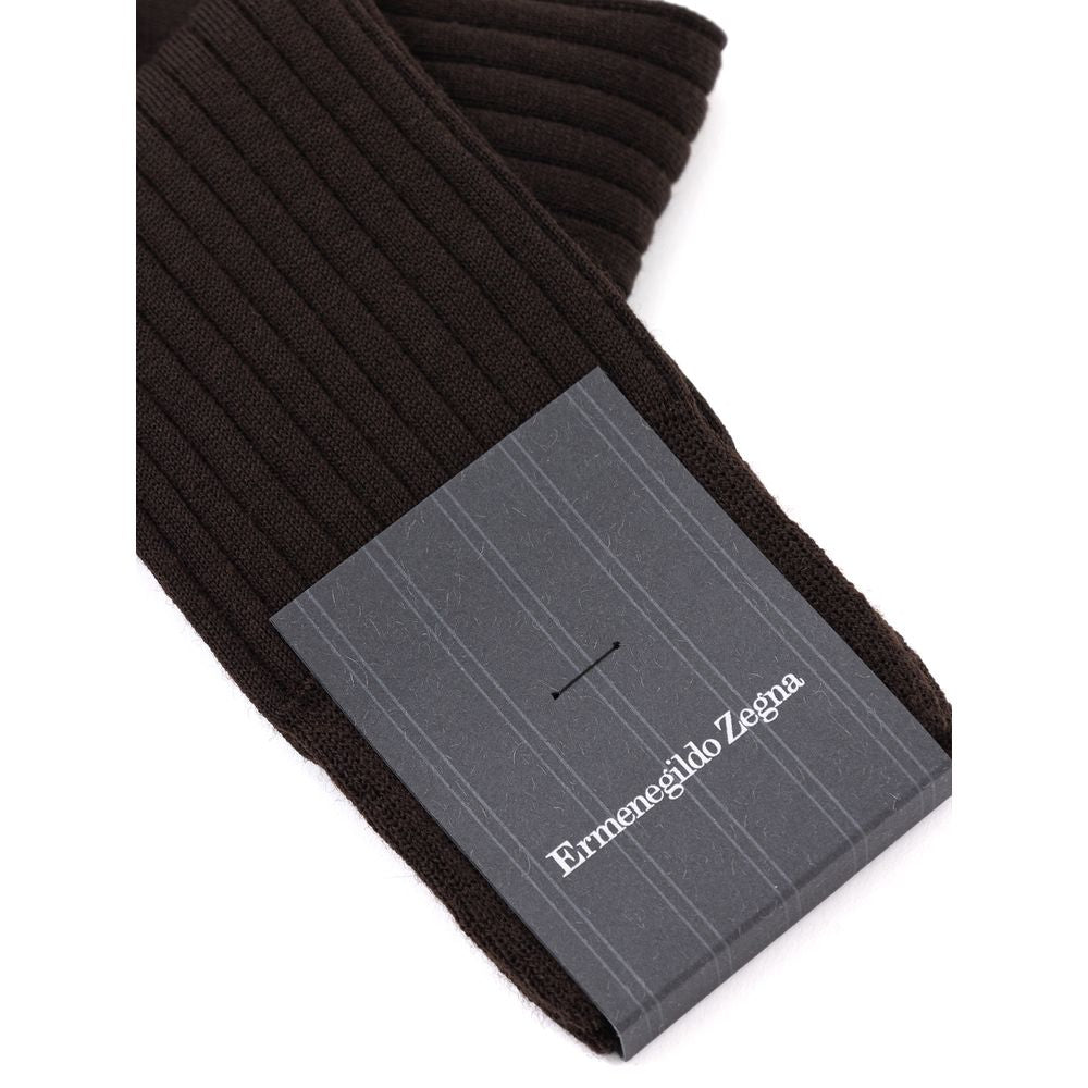 Zegna 75% merino wool socks in brown — view 3