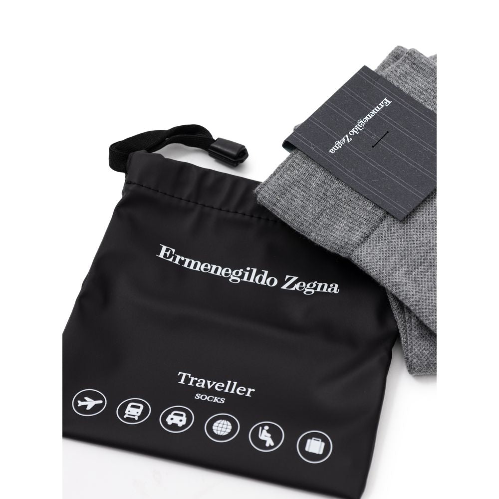 Zegna 78% cotton socks in gray — view 4