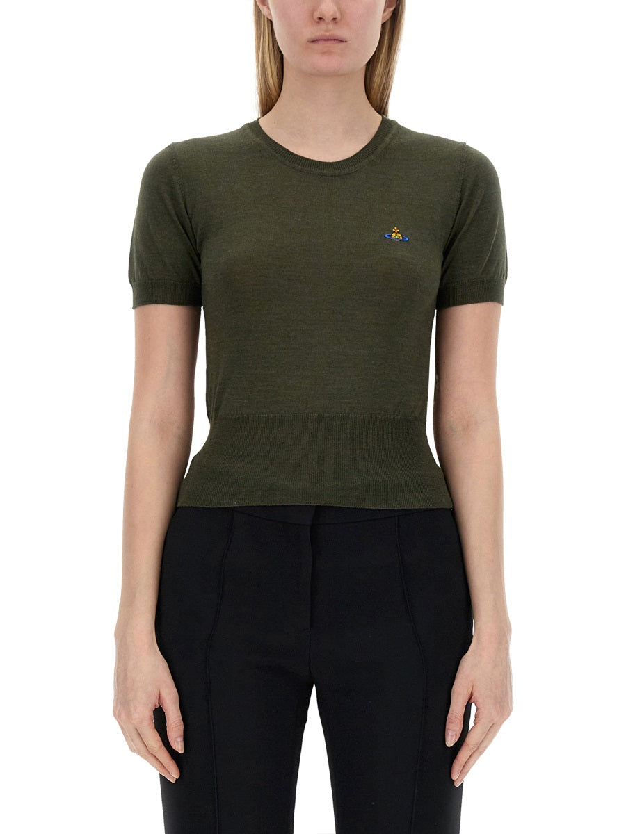 Jersey With Logo Green Wool Silk Jumpers