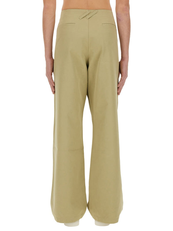 Straight Leg Pants Beige Cotton Trousers