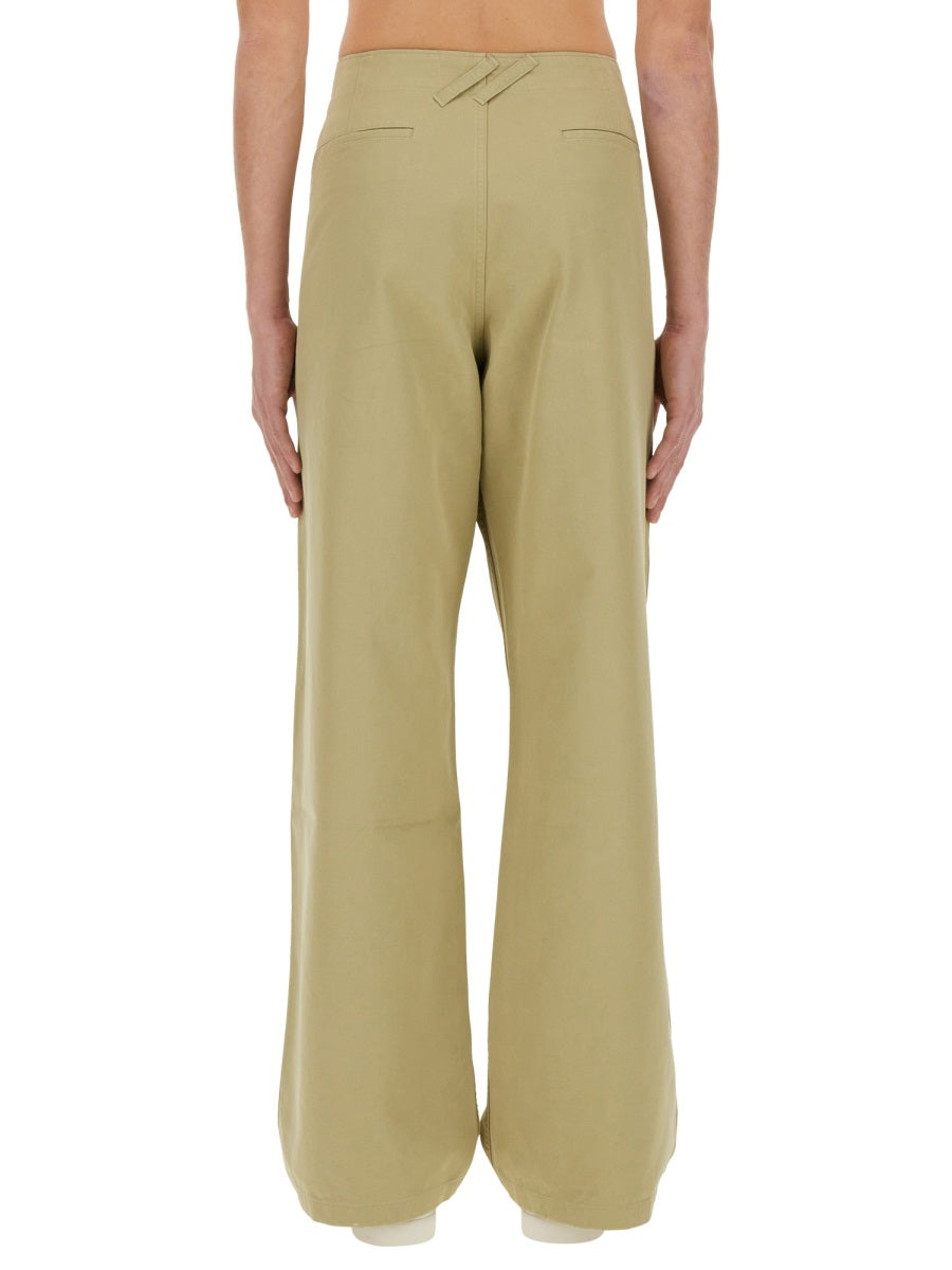Straight Leg Pants Beige Cotton Trousers