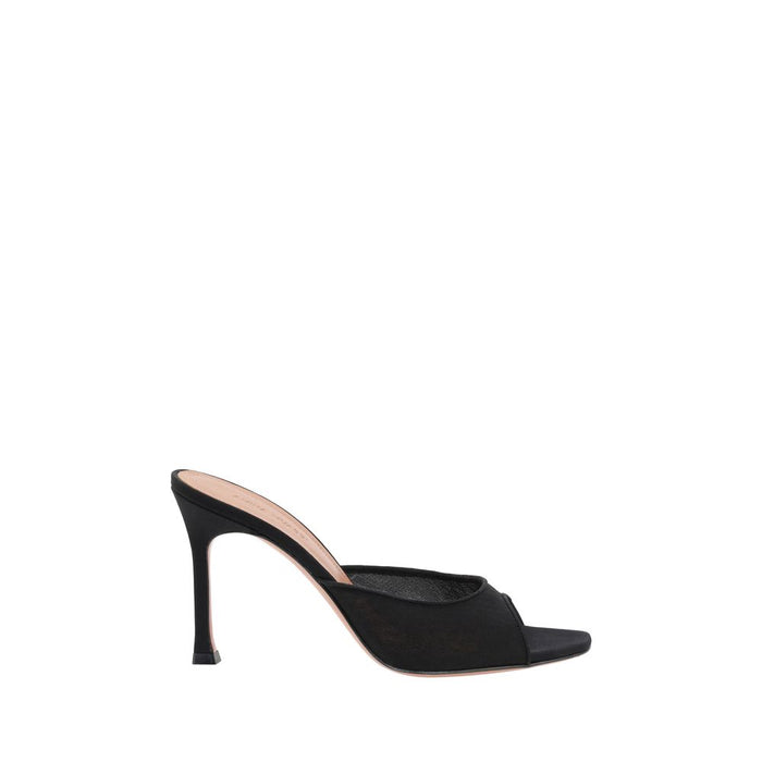 Amina Muaddi Upper 70% Nylon 30% Silk mule in black