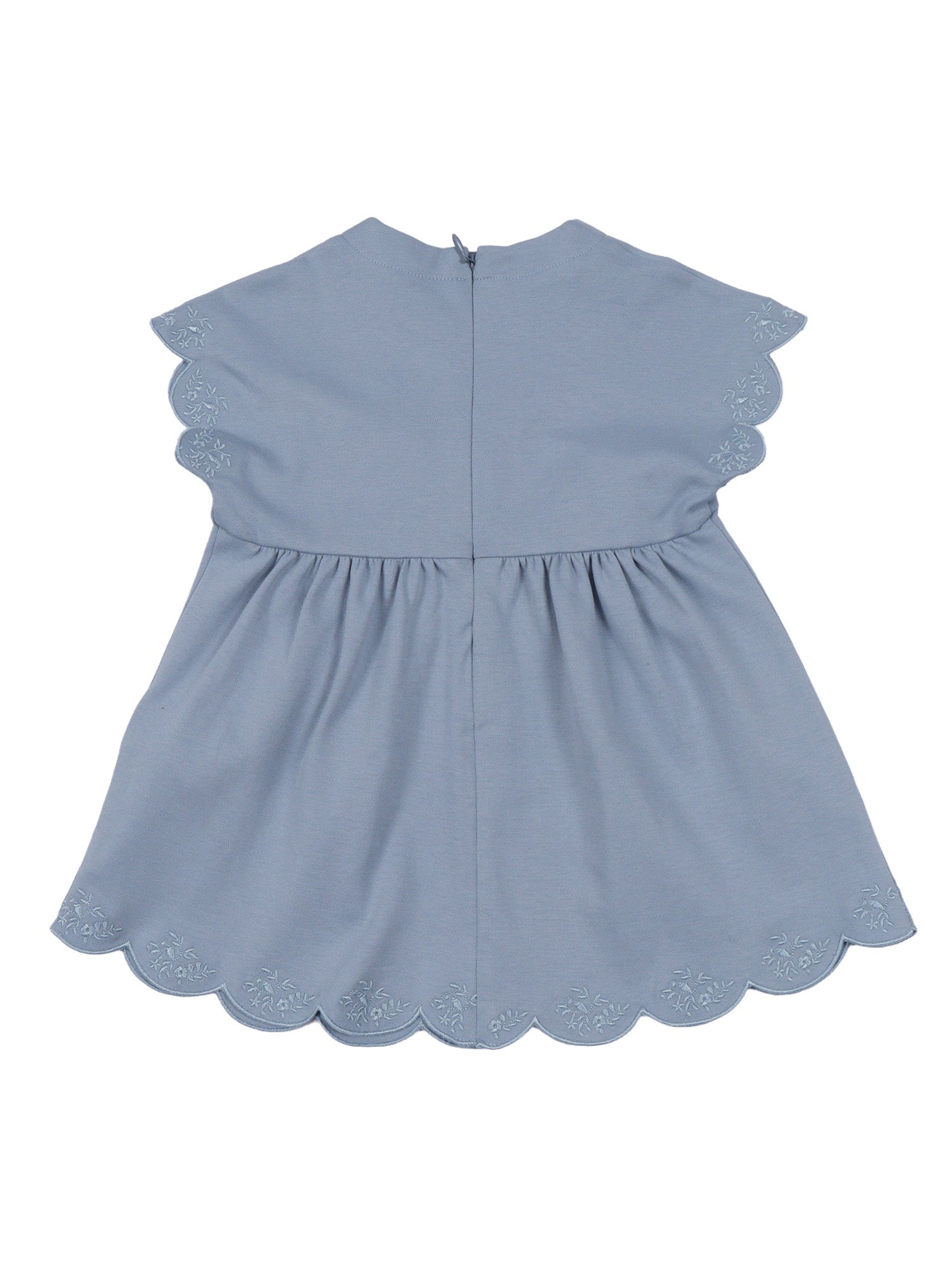 SHORT SLEEVE DRESS Blue Cotton