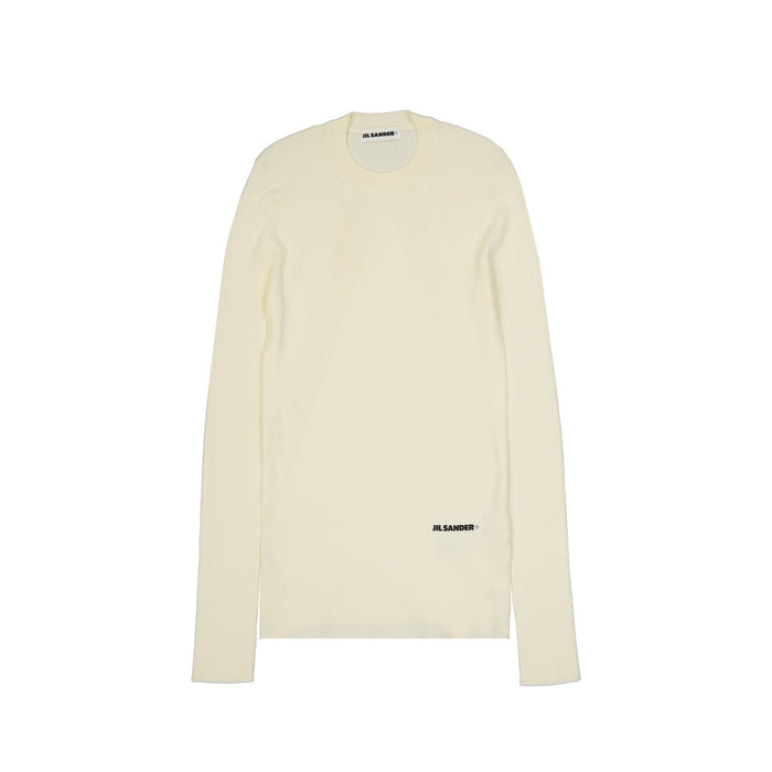Jil Sander Logo Fitted Jumper White Cotton