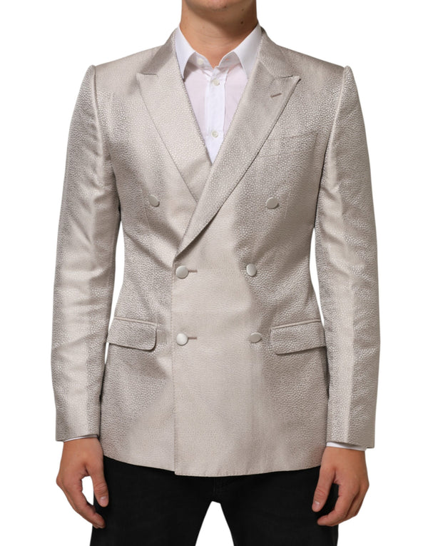Dolce & Gabbana 100% silk (exterior); 85% silk blazer in beige