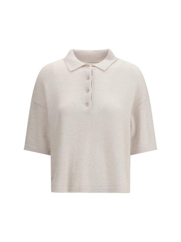 Polo-Neck Cashmere Sweater Cream (capra Hircus) Polo Tops