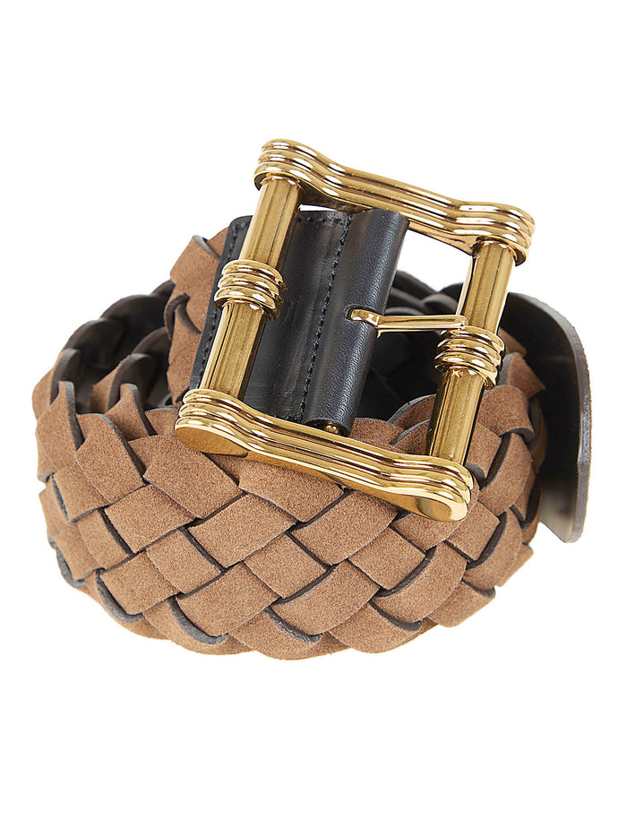 Reversible Belt Suede + Weave 6cm Brown Pellevitello Cintura
