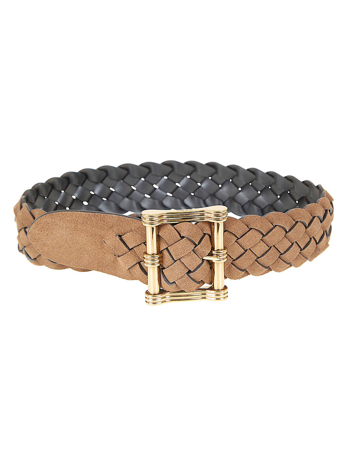 Reversible Belt Suede + Weave 6cm Brown Pellevitello Cintura
