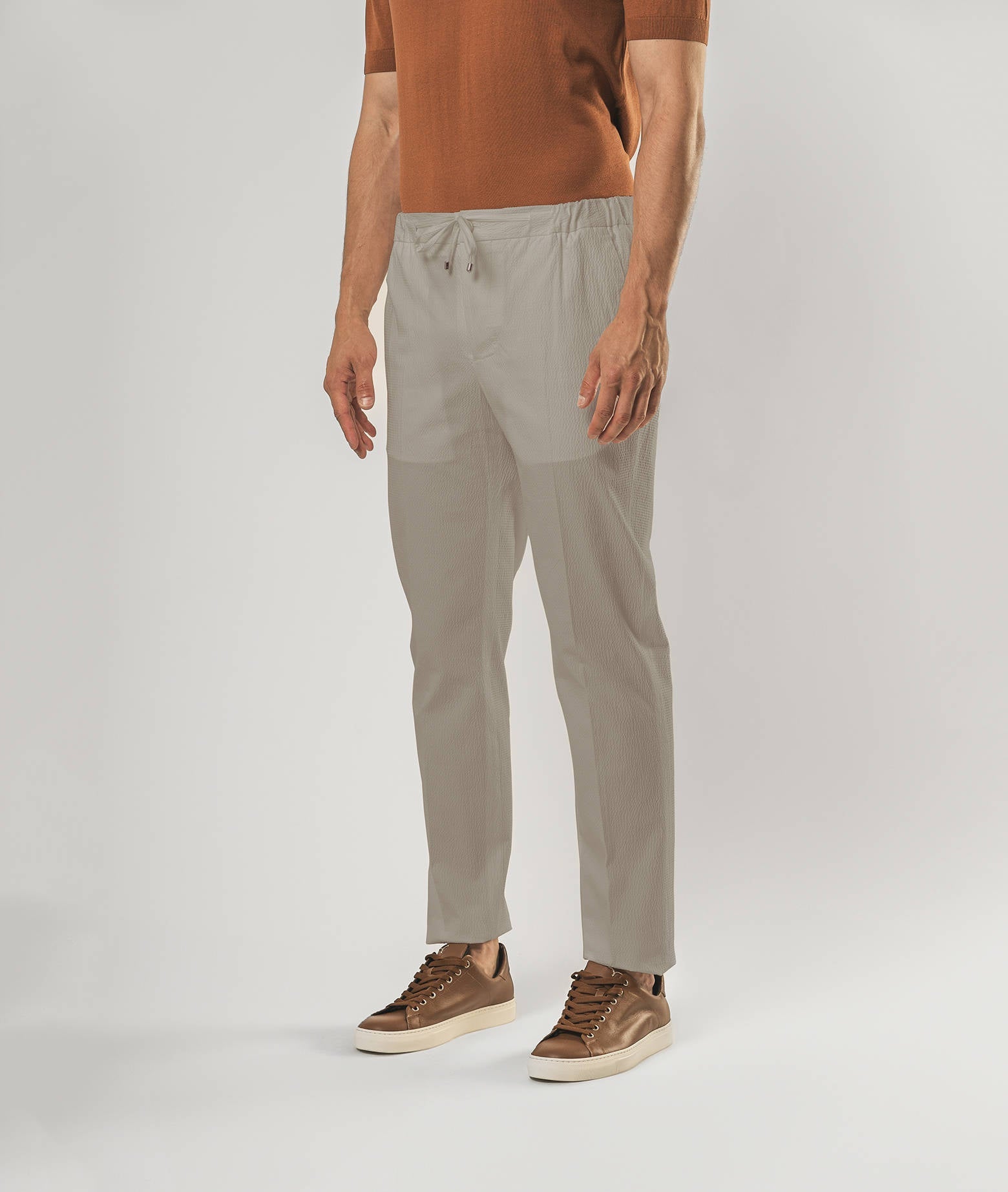 Cotton Seersucker Trousers Charleston Midnightblue Sportswear