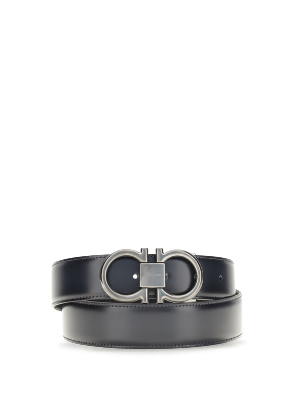 Belt Gancini Blue Calfskin Calf Leather