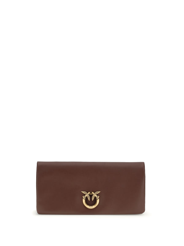 Love Medium Clutch Bag Burgundy Wine-antique Gold Calf Leather Bos Taurus Clutches