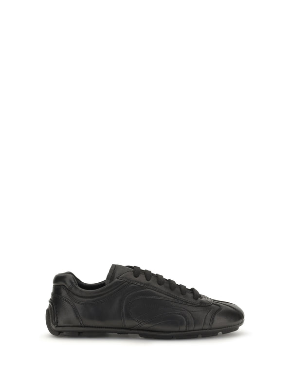 Prada Upper: 100% lamb leather; Sole: 100% rubber sneaker in black