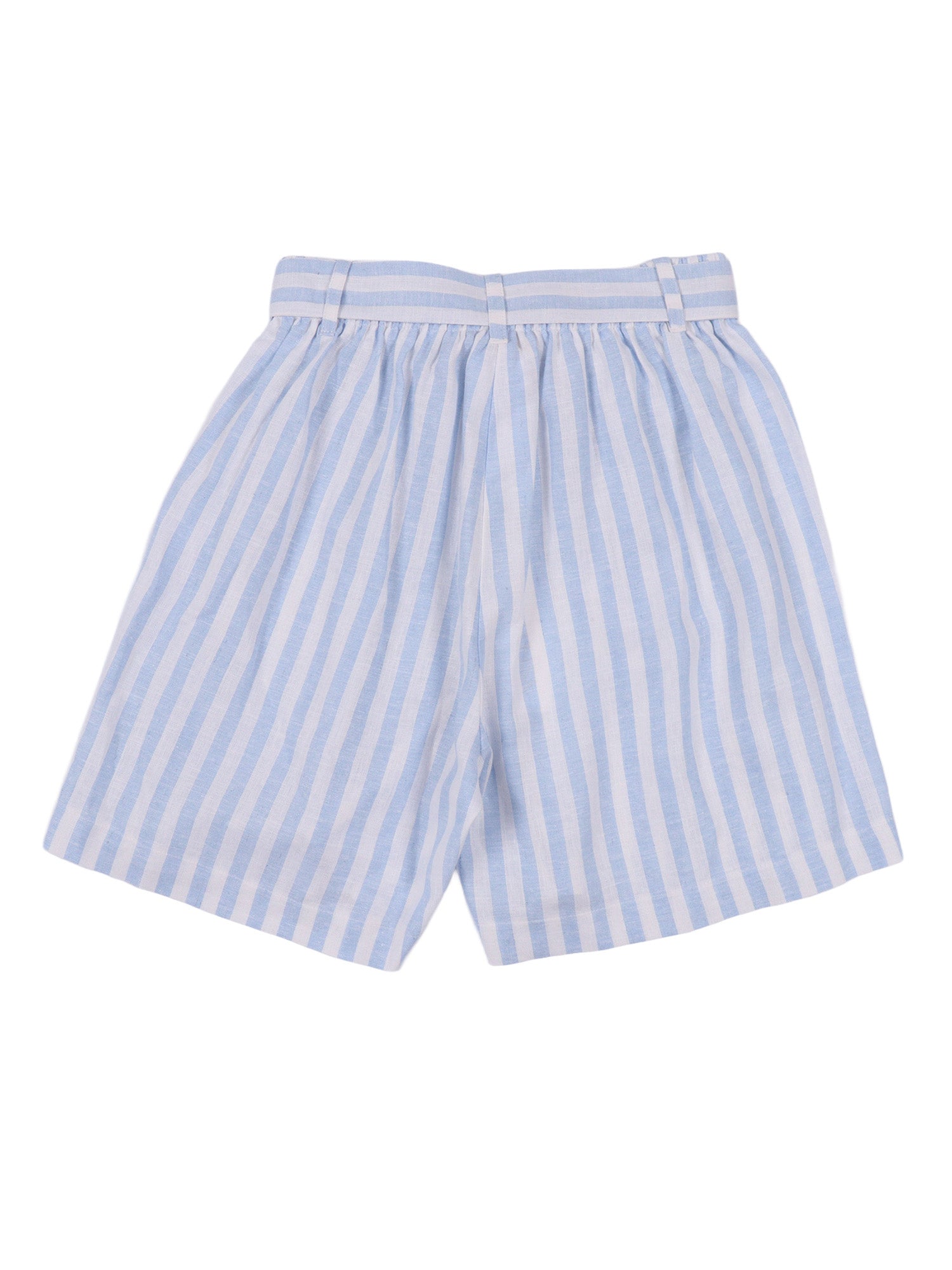 STRIPED SHORTS White Linen Viscose Lining Cotton